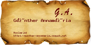 Günther Annamária névjegykártya