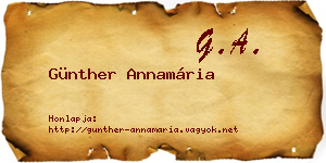 Günther Annamária névjegykártya